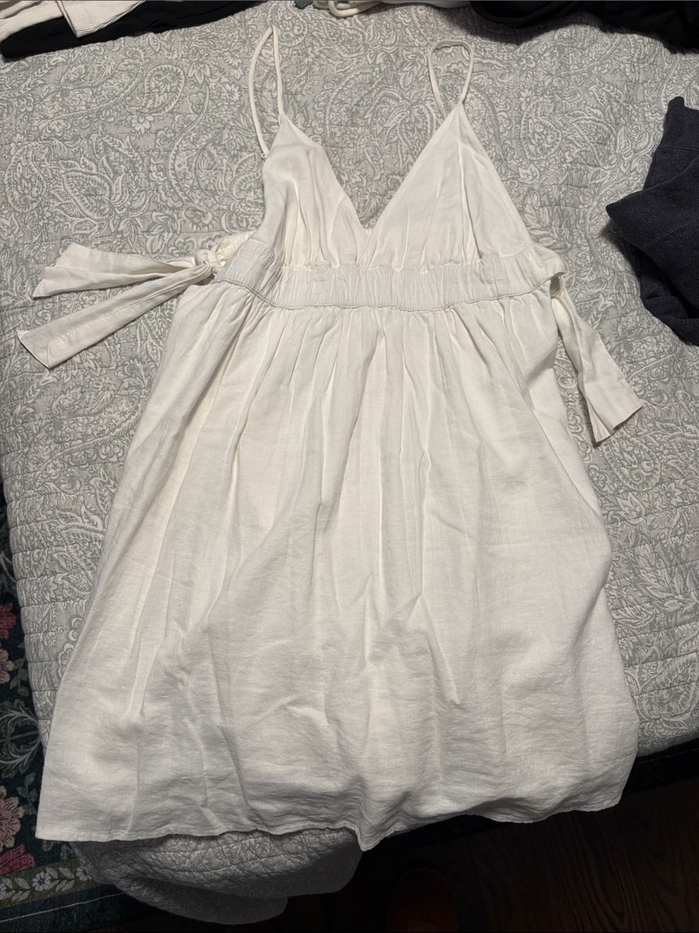aerie White Tiered Spaghetti Strap Sundress